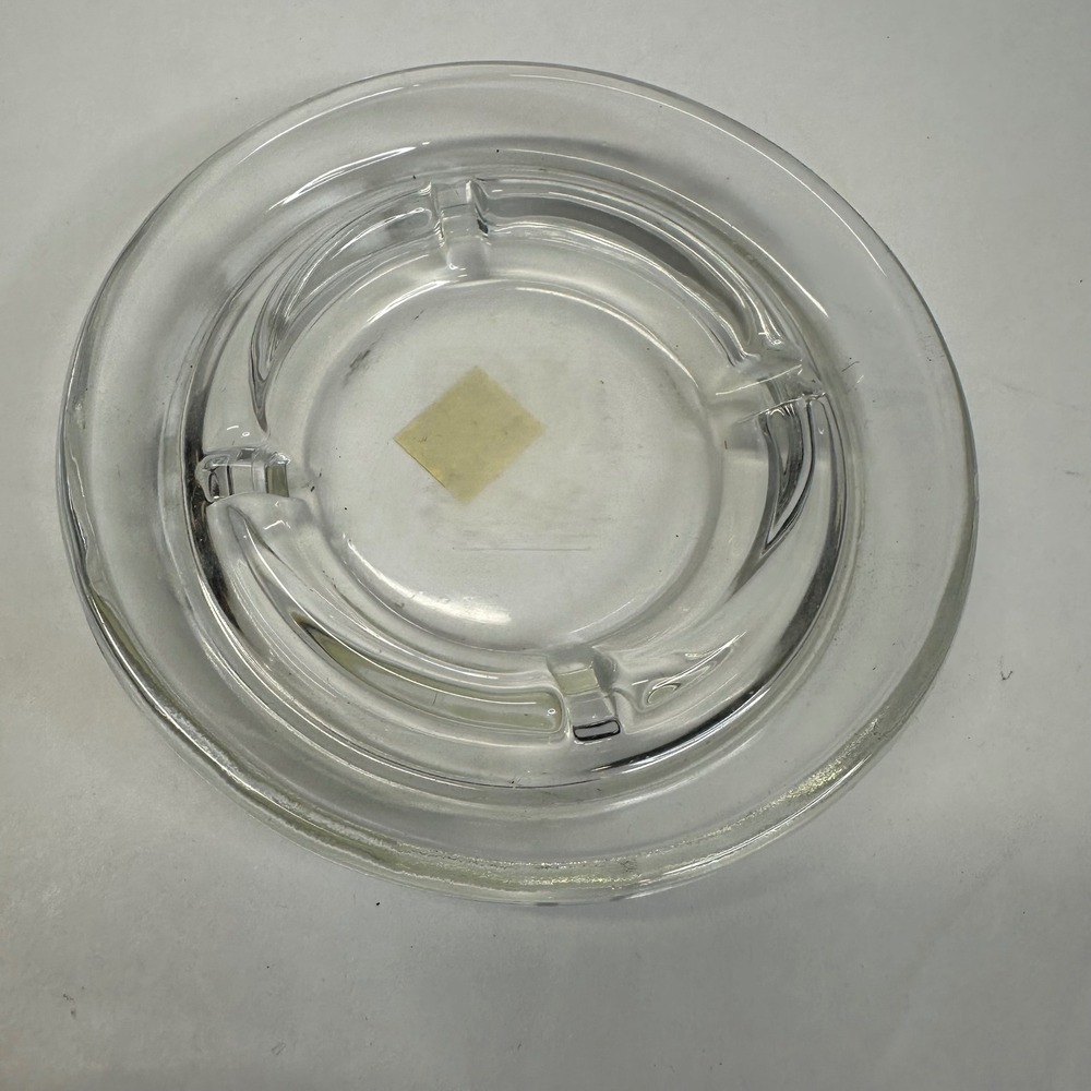 Vintage Heavy Clear Glass Round Ashtray 4 Rests 5 Inch Mid Century Modern